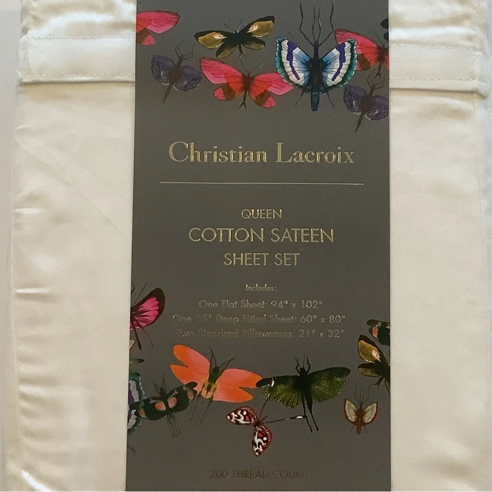 Christian Lacroix Cotton Sateen Queen Sheet Set 200 ct New